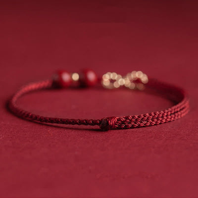 Buddha Stones Cinnabar Blessing Red String 14K Gold Infinity Symbol Bracelet Anklet Bracelet Anklet BS 7