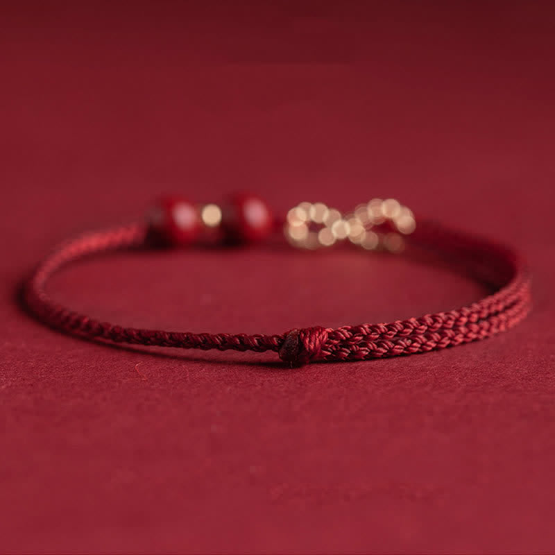 Buddha Stones Cinnabar Blessing Red String 14K Gold Infinity Symbol Bracelet Anklet Bracelet Anklet BS 7