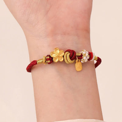 Foviel Peach Blossom Happiness Charm Luck Red String Bracelet