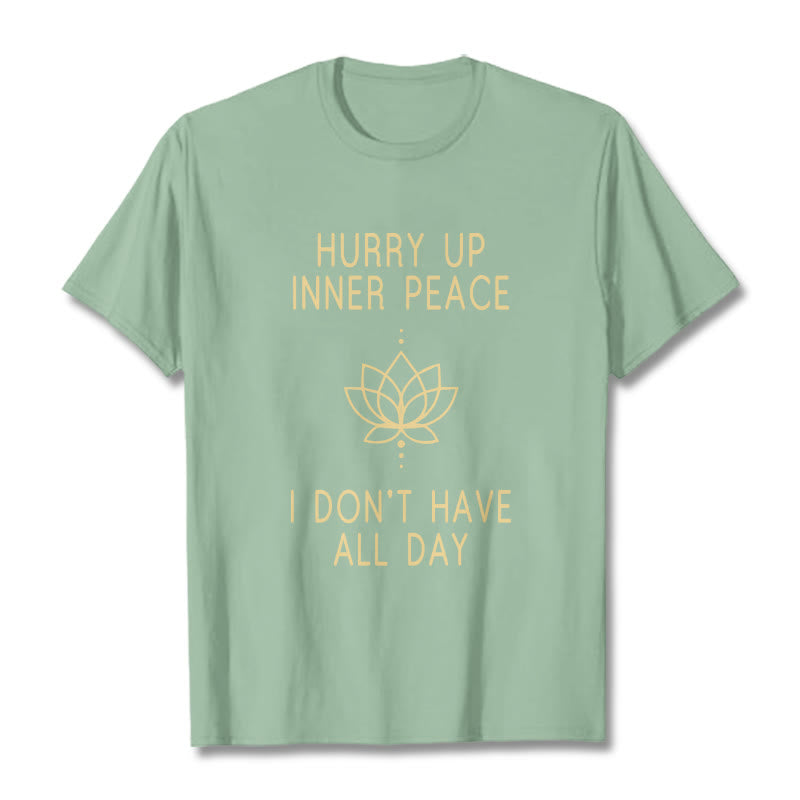 Buddha Stones HURRY UP INNER PEACE Tee T-shirt T-Shirts BS PaleGreen Lotus Lines XXL