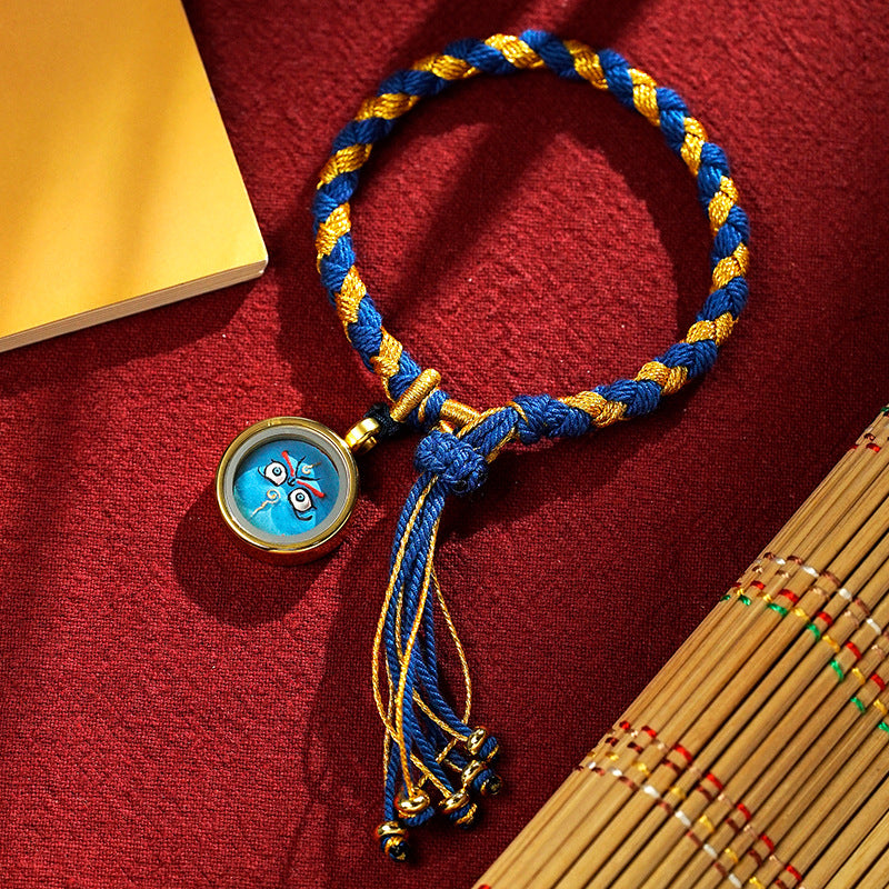 Buddha Stones Handmade Tibetan Five God Of Wealth Dragon Scale Rope Luck Braid Bracelet Bracelet BS Blue Gold Blue God of Wealth(Wrist Circumference 14-18cm)
