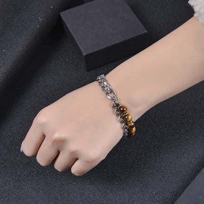 Buddha Stones Tiger Eye Picasso Jasper Frosted Stone Strength Bracelet Bracelet BS 4