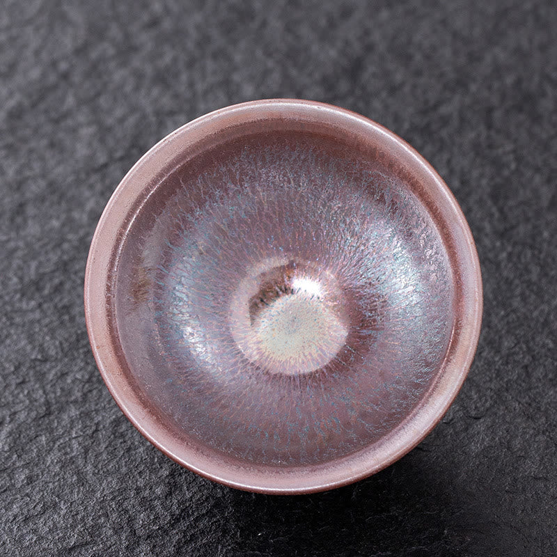 Buddha Stones Chinese Pink Gold Jianzhan Porcelain Teacup Kung Fu Tea Cup Jian Zhan Tea Cup BS 8.7cm*5.2cm*135ml