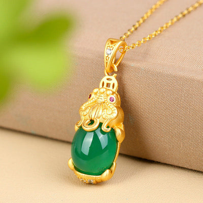 Collier d'équilibre PiXiu en jade naturel Foviel