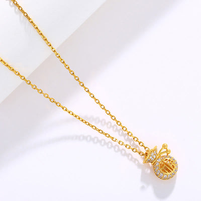 24K Gold Plated Fu Character Fortune Money Bag Necklace Pendant Necklaces & Pendants BS 3