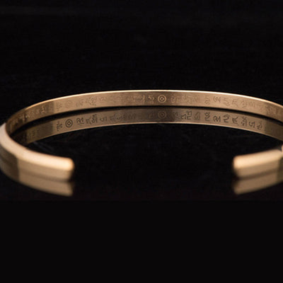 Foviel Six True Words Engraving Titanium Steel Blessing Protection Bracelet