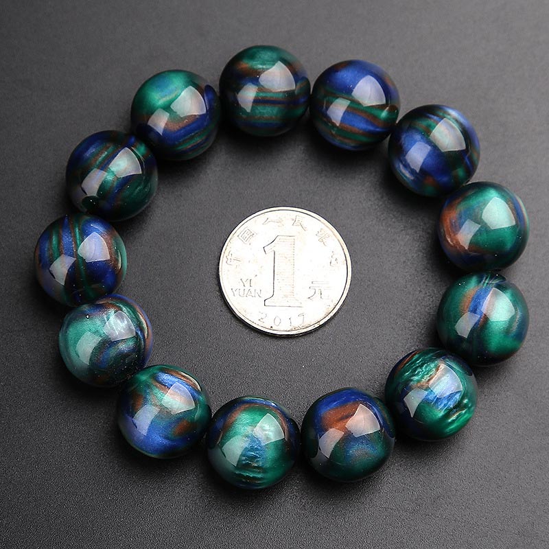Buddha Stones Colorful Sea Willow Mala Positive Bracelet Ring Bracelet BS 18mm