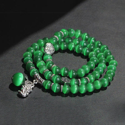 Buddha Stones Cat Eye PiXiu Support Triple Wrap Bracelet