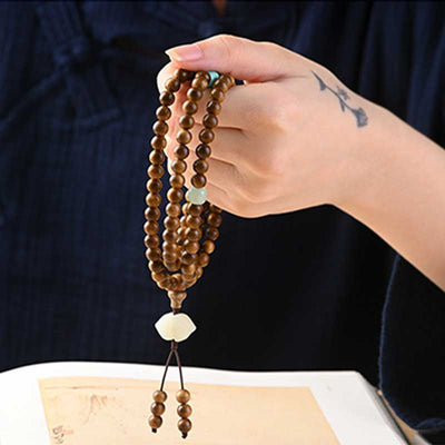 Buddha Stones Tibetan Rosewood Protection Calm Bracelet Mala Mala Bracelet BS 4