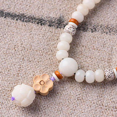 Bracelet de bénédiction lotus Bodhi en jade blanc tibétain Foviel