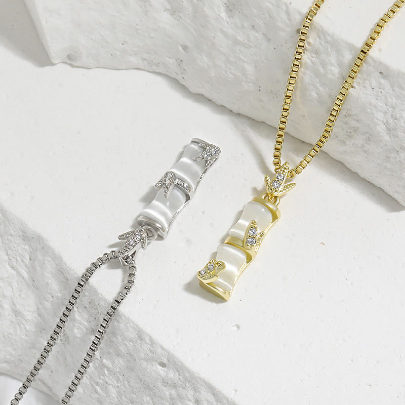 Buddha Stones Chalcedony Bamboo Pattern Harmony Necklace Pendant Necklaces & Pendants BS 2