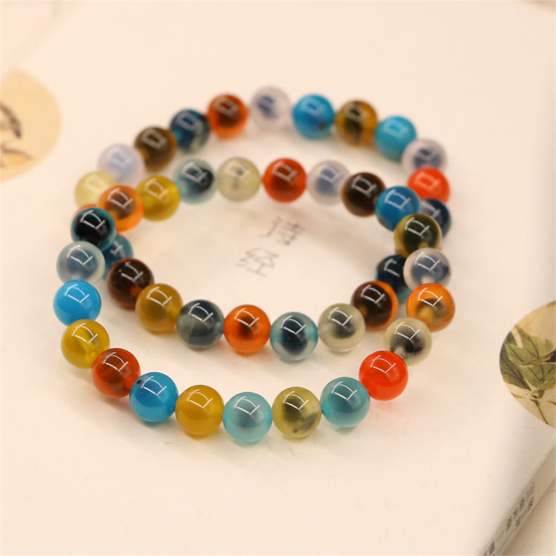 Buddha Stones Colorful Candy Agate Healing Strength Bead Bracelet Bracelet BS 10