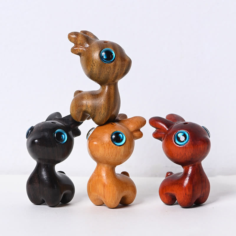 Foviel Small Leaf Red Sandalwood Ebony Wood Sandalwood Green Sandalwood Lucky Mini Deer Protection Decoration