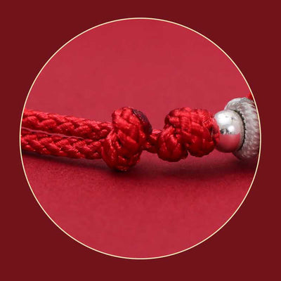 Buddha Stones 925 Sterling Silver PiXiu Fu Character Wealth Luck Handmade Braided Bracelet Bracelet BS 6