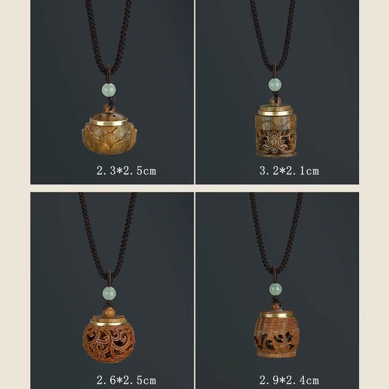 Buddha Stones Tibet Green Sandalwood Rosewood Om Mani Padme Hum Lotus Positive Soothing Necklace Pendant Necklaces & Pendants BS 18