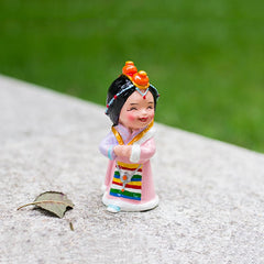 Buddha Stones Hand Painted Tibetan Figures Creative Home Office Car Decoration Ornament Desk Decoration BS 11cm Tibetan Girl