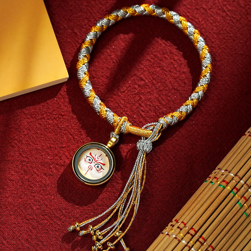Buddha Stones Handmade Tibetan Five God Of Wealth Dragon Scale Rope Luck Braid Bracelet Bracelet BS Gray Gold White God of Wealth(Wrist Circumference 14-18cm)