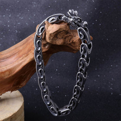Buddha Stones Dragon Titanium Steel Luck Bracelet Bangle Bracelet Bangle BS 1