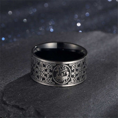 Buddha Stones Four Guardian Beast Dragon White Tiger Suzaku Basalt Carved Success Luck Ring Ring BS 4