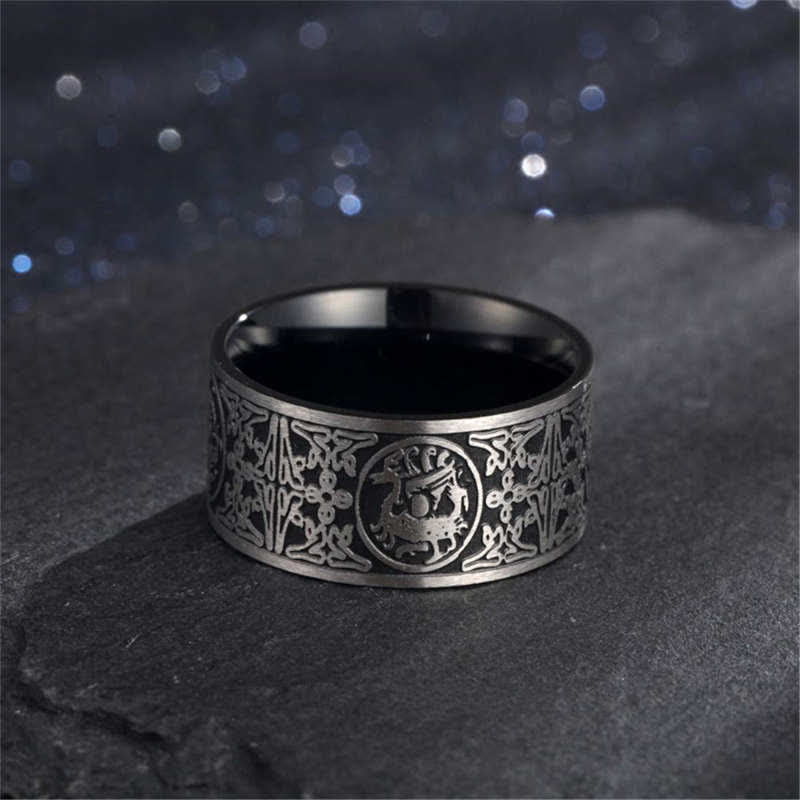 Buddha Stones Four Guardian Beast Dragon White Tiger Suzaku Basalt Carved Success Luck Ring Ring BS 4