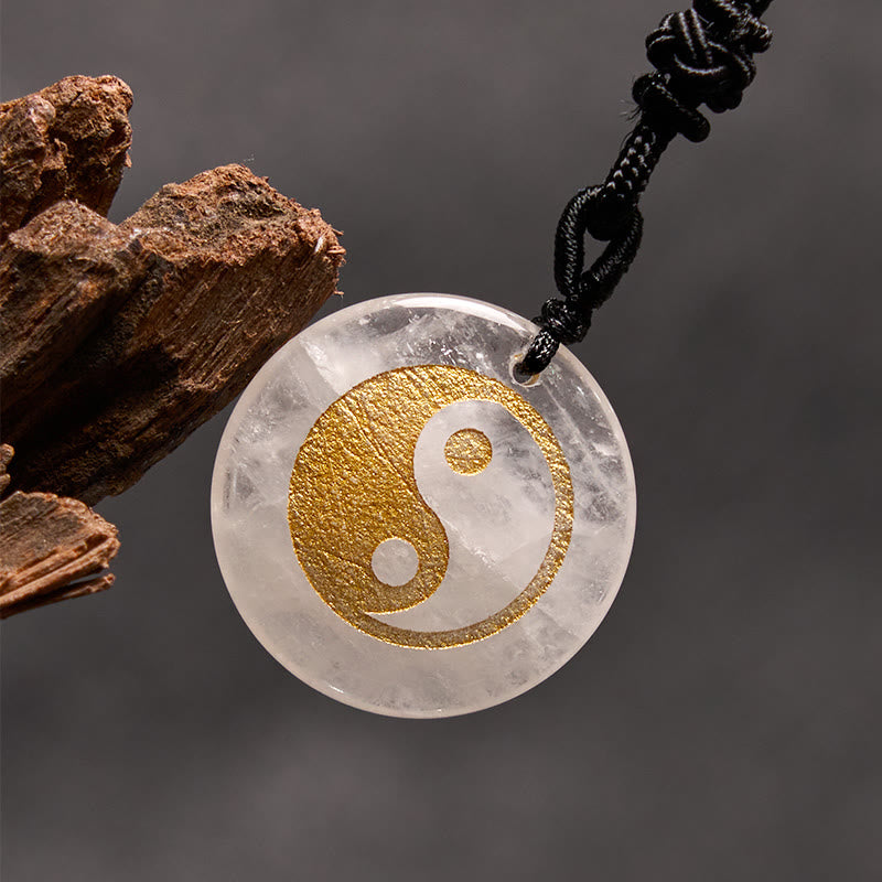 Buddha Stones Various Crystal Amethyst Tiger Eye Green Aventurine Yin Yang Spiritual Necklace Pendant Necklaces & Pendants BS White Crystal