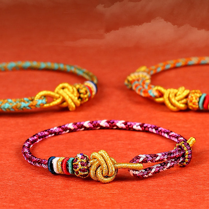 Buddha Stones Handmade Dunhuang Colorful Rope Protection Braid String Bracelet Bracelet BS 11
