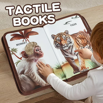 Fidtoy Wild Animals Tactile Touch and Feel Book for Toddlers | Cloth Sensory Quiet Book, Animal Recognition, Texture Exploration, Vocabulary, Tummy Time & Bedtime Reading Toy Age 2+