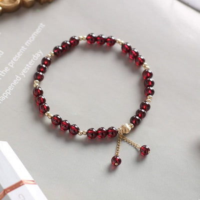 Buddha Stones 14K Gold Natural Garnet Calm Bracelet Bracelet BS 2