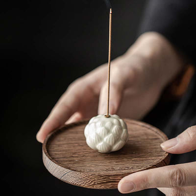 Buddha Stones Mini Lotus Flower Meditation Ceramic Stick Small Incense Burner Decoration Incense Burner BS 4