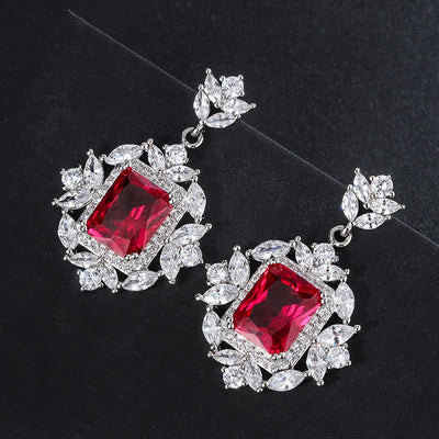 Buddha Stones Emerald Crystal Red Corundum Confidence Courage Ring Earrings Necklace Pendant Necklaces & Pendants BS Red Earrings