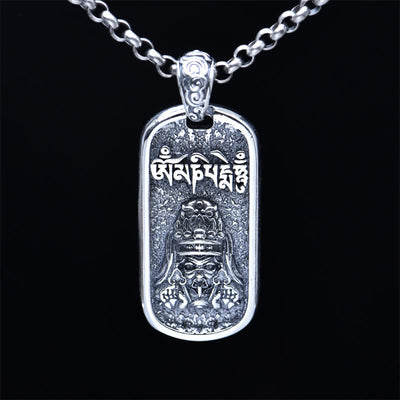 Foviel 925 Sterling Silver Zakiram Goddess of Wealth Om Mani Padme Hum Peace Necklace Pendant