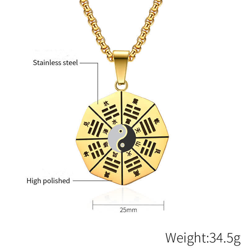 Buddha Stones Bagua Yin Yang Titanium Steel Balance Necklace Pendant Necklaces & Pendants BS 6