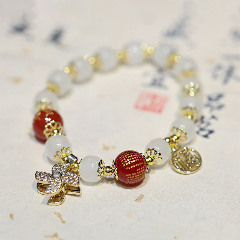 Buddha Stones Windmill Chinese Lock Charm Fu Character Blessing Bracelet Bracelet BS 2
