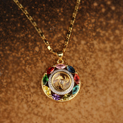 Buddha Stones Colorful Zircon Copper Wealth Luck Rotation Bracelet Necklace Pendant Bracelet Necklaces & Pendants BS 3