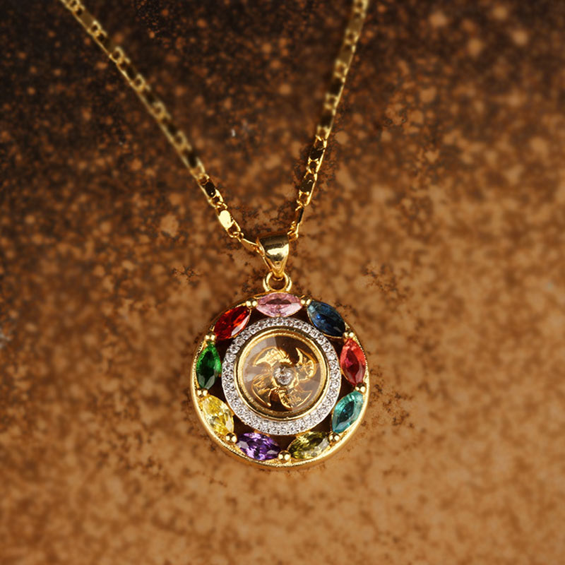 Buddha Stones Colorful Zircon Copper Wealth Luck Rotation Bracelet Necklace Pendant Bracelet Necklaces & Pendants BS 3
