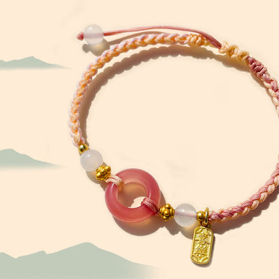 Buddha Stones Peace And Joy Agate Peace Buckle Auspicious Handmade Braided Bracelet Bracelet BS 5