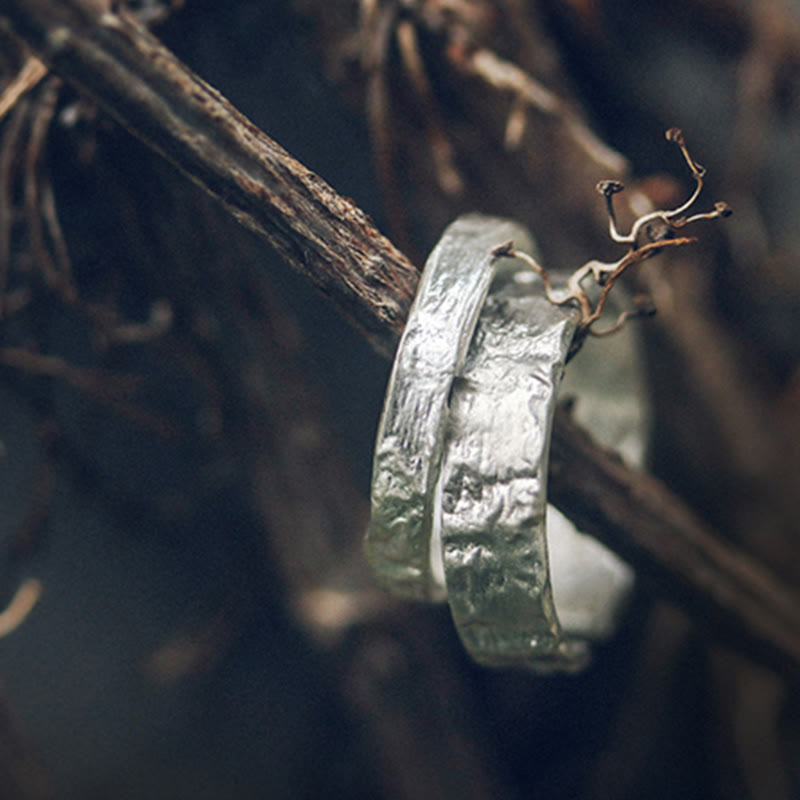 Foviel 925 Sterling Silber Einfaches Design Segen Paar Ring
