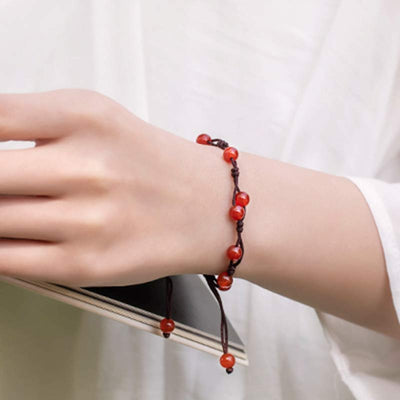 Bracelet calme Foviel en agate rouge, agate mousse et cinabre