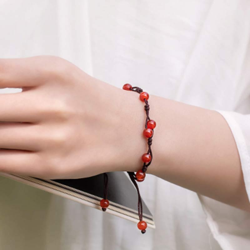 Foviel Red Agate Moss Agate Cinnabar Calm Bracelet