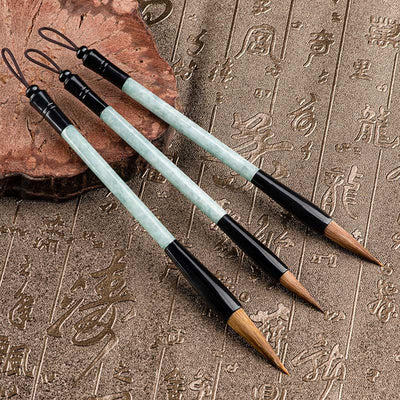 Buddha Stones Natural Jade Luck Chinese Calligraphy Brush Pen Chinese Writing Brush With Gift Box Chinese Writing Brush BS 5