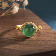 Buddha Stones Green Jade Fortune Ring Rings BS main