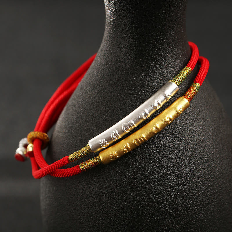 Buddha Stones Tibetan Buddhist Handmade Mani Mantra Lucky Red String Bracelet Bracelet BS 1