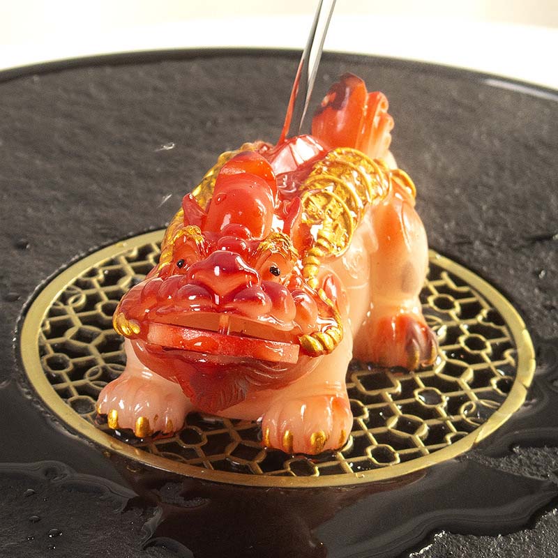 Buddha Stones Color Changing Small PiXiu Copper Coins Resin Tea Pet Wealth Home Figurine Decoration Decorations BS 3