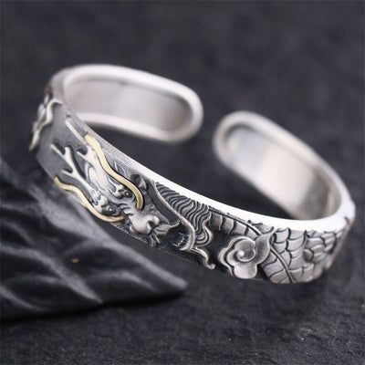 Foviel 999 Sterling Silver Dragon Strength Protection Bracelet Bangle