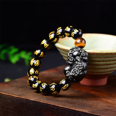 Buddha Stones FengShui PiXiu Obsidian Wealth Bracelet Bracelet BS 2
