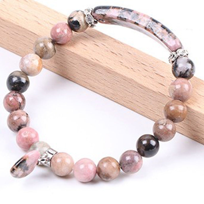 Foviel Natural Quartz Love Heart Healing Beads Bracelet