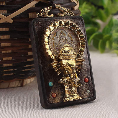 Buddha Stones Ebony Wood Elephant God of Fortune Buddha Blessing Necklace String Pendant Necklaces & Pendants BS 10