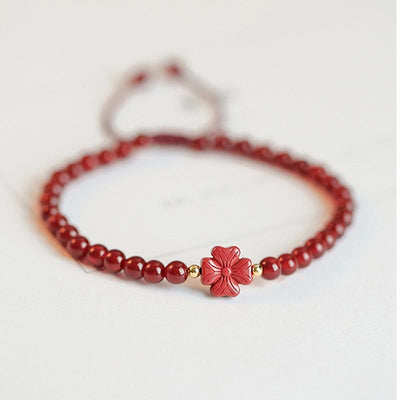 Natural Red Agate Endless Knot Four Leaf Clover Star Confidence String Bracelet Bracelet BS 14