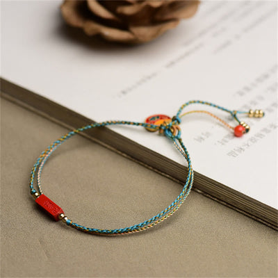 Buddha Stones Handmade Cinnabar As One Wishes Blessing Braid Double Layer Bracelet Bracelet BS 5
