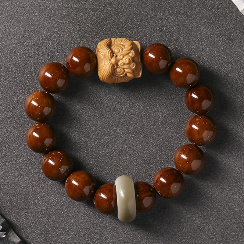 Buddha Stones Purple Bodhi Seed Dancing Lion Wisdom Bracelet Bracelet BS 13